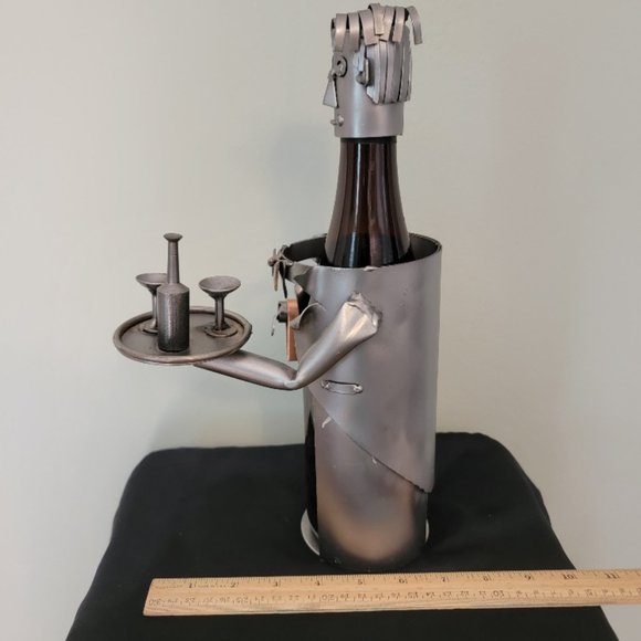 H & K Steel Scuptures Waiter Wine Bottle Holder/Wine Caddy - Picture 15 of 15